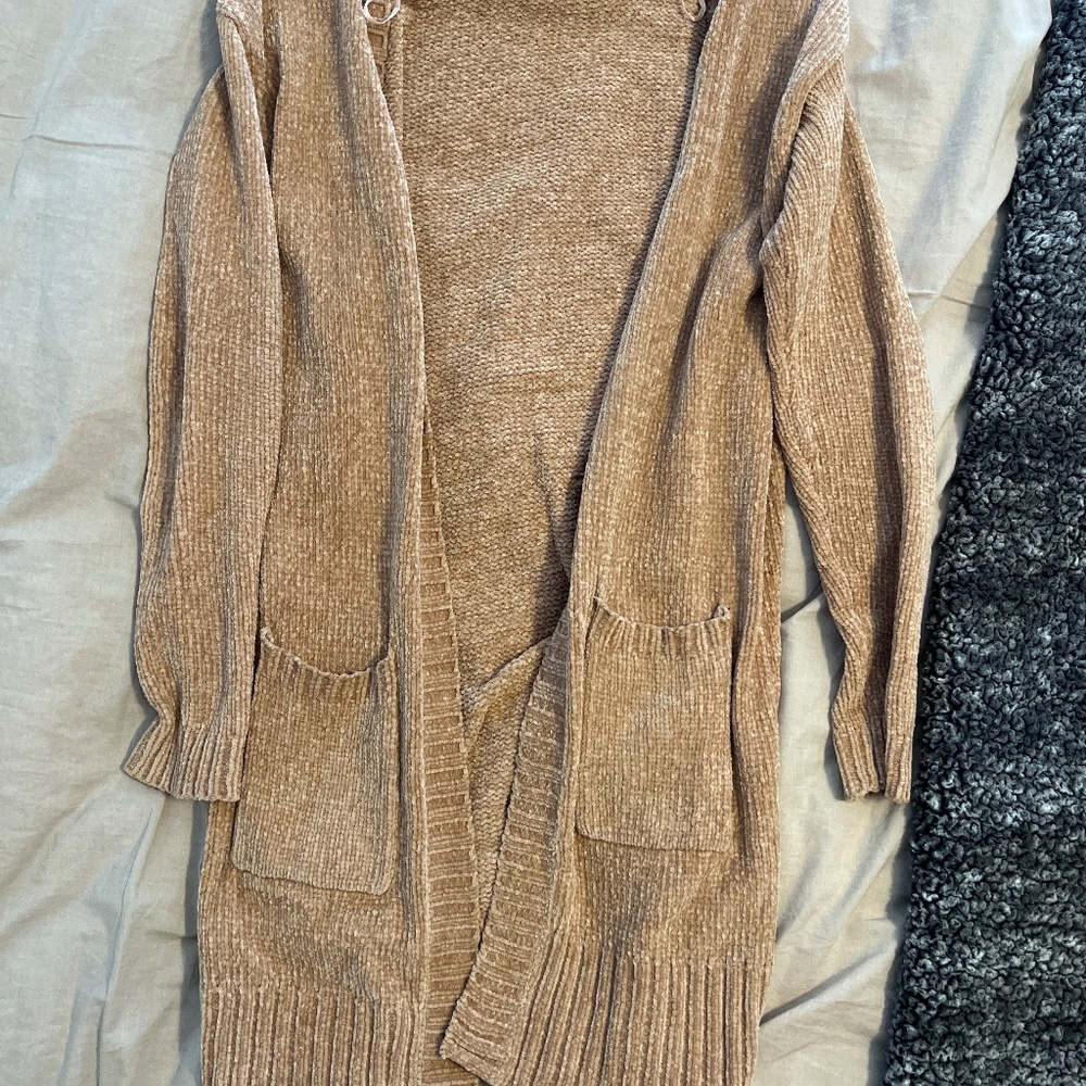 Salmon, colored cardigan long with pockets